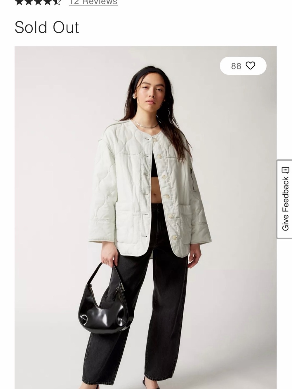 Urban Outfitters Rene Quilted Liner Jacket in Pale Mint